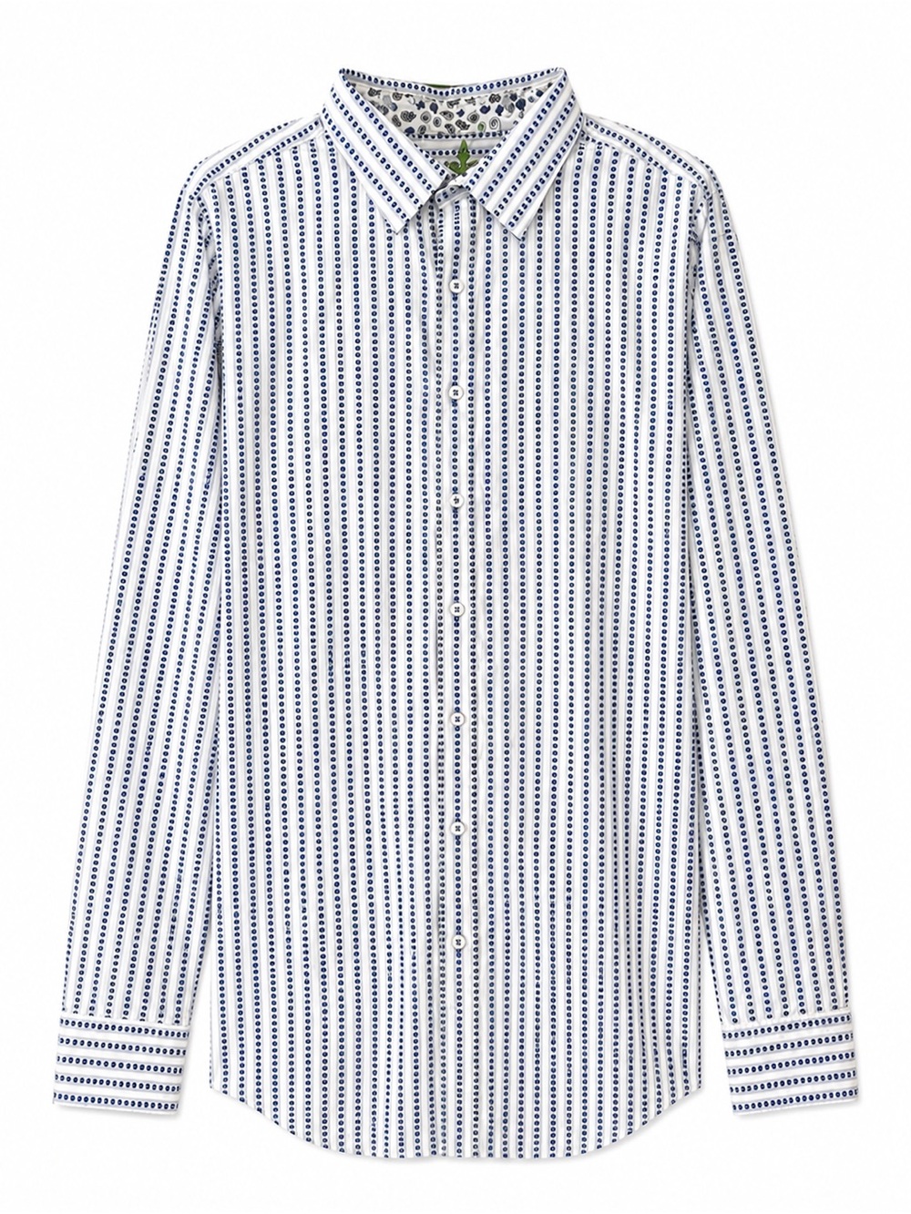 Robert Graham White Blue Flip Cuff Striped Button Front Shirt Men’s 2XLT